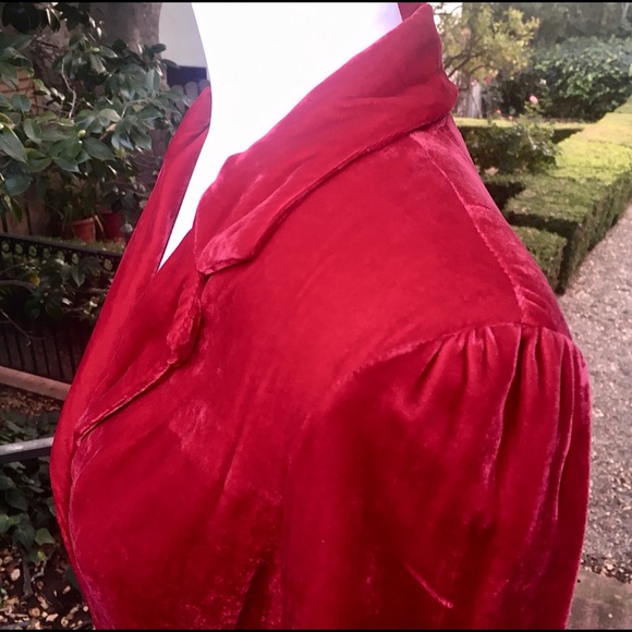 Vintage 1930s Red Silk Velvet Jacket Womens Small - Picture 6 of 12